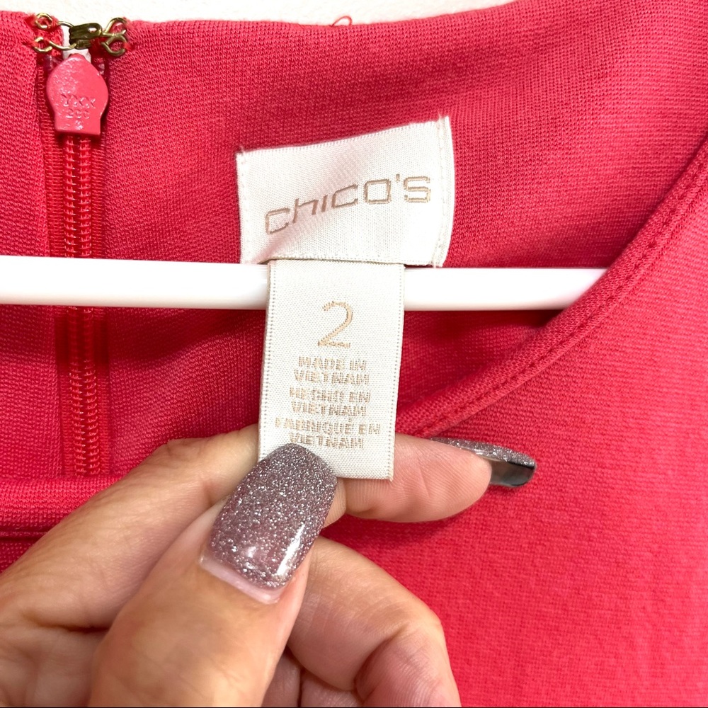 Chico's Coral Ponte Dress Size 2 (12/14) - Picture 4 of 8